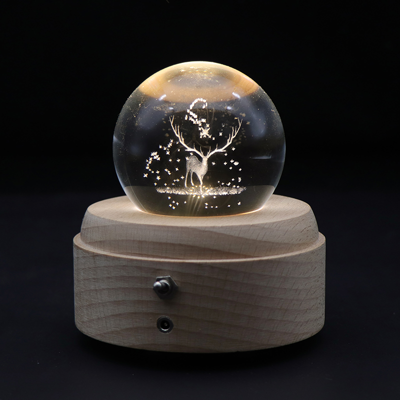 Christmas Gift Lamp Crystal Night Light With Music Box