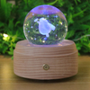 7 Colors RGB Crystal Night Light Touch Switch Dimmable Wooden LED Lamp With Music Box