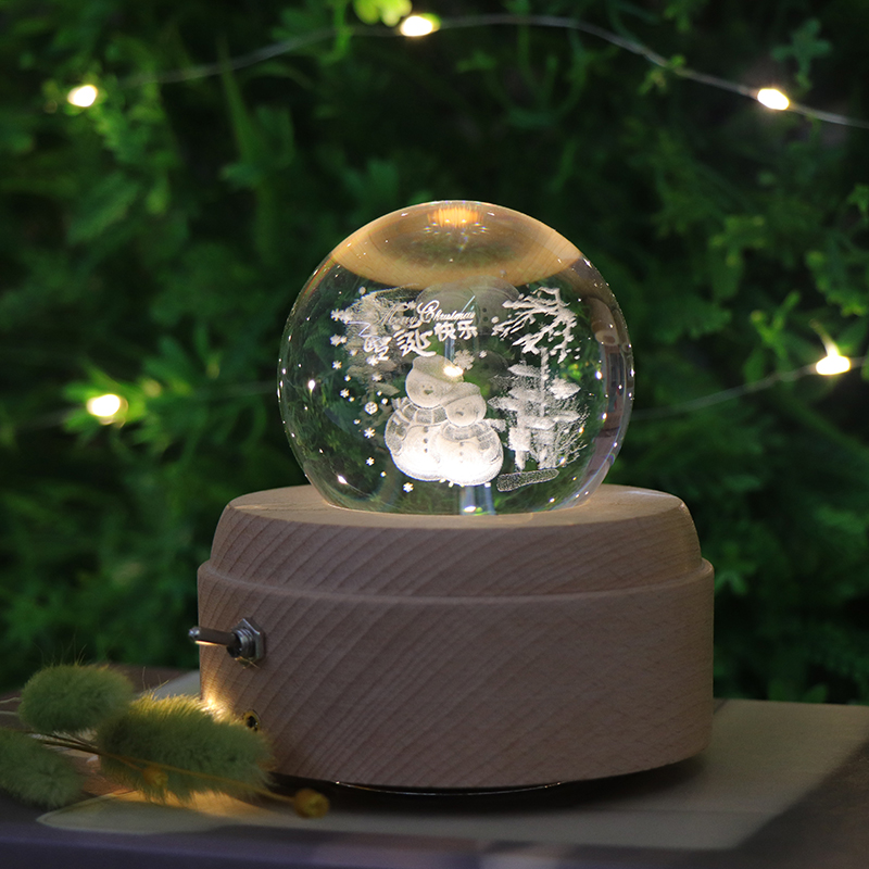 Christmas Gift Lamp Crystal Night Light With Music Box