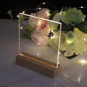 DIY Night Light Gift For Kids Girls - Wooden LED Base With Clear Blank Acrylic & Erasable Pen