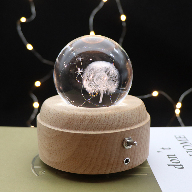 Christmas Gift Lamp Crystal Night Light With Music Box