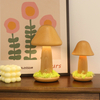 150° Direction Adjustable USB Rechargeable Wooden Mushroom Lamp With Grassy Bottom