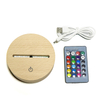 16 Colors RGB Night Light Stand Displaly AA Battery Powered Wooden LED Base Night Light With Remote