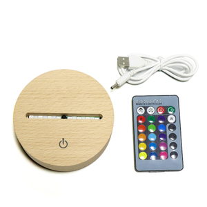 16 Colors RGB Night Light Stand Displaly AA Battery Powered Wooden LED Base Night Light With Remote