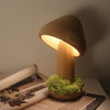 150° Direction Adjustable USB Rechargeable Wooden Mushroom Lamp With Grassy Bottom