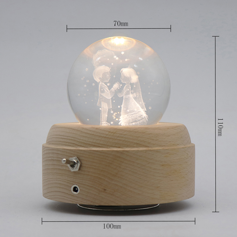 Christmas Gift Lamp Crystal Night Light With Music Box