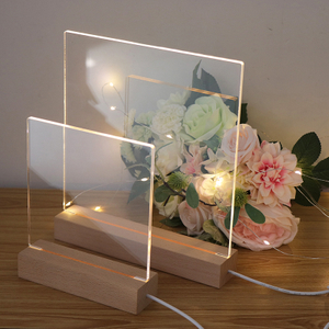 DIY Night Light Gift For Kids Girls - Wooden LED Base With Clear Blank Acrylic & Erasable Pen