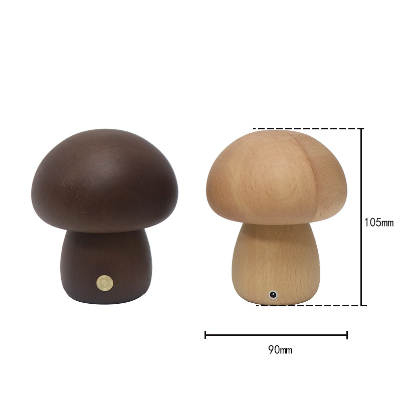 Nature's Gift Wooden Mushroom Lamp With Rechargeable Battery