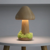 150° Direction Adjustable USB Rechargeable Wooden Mushroom Lamp With Grassy Bottom