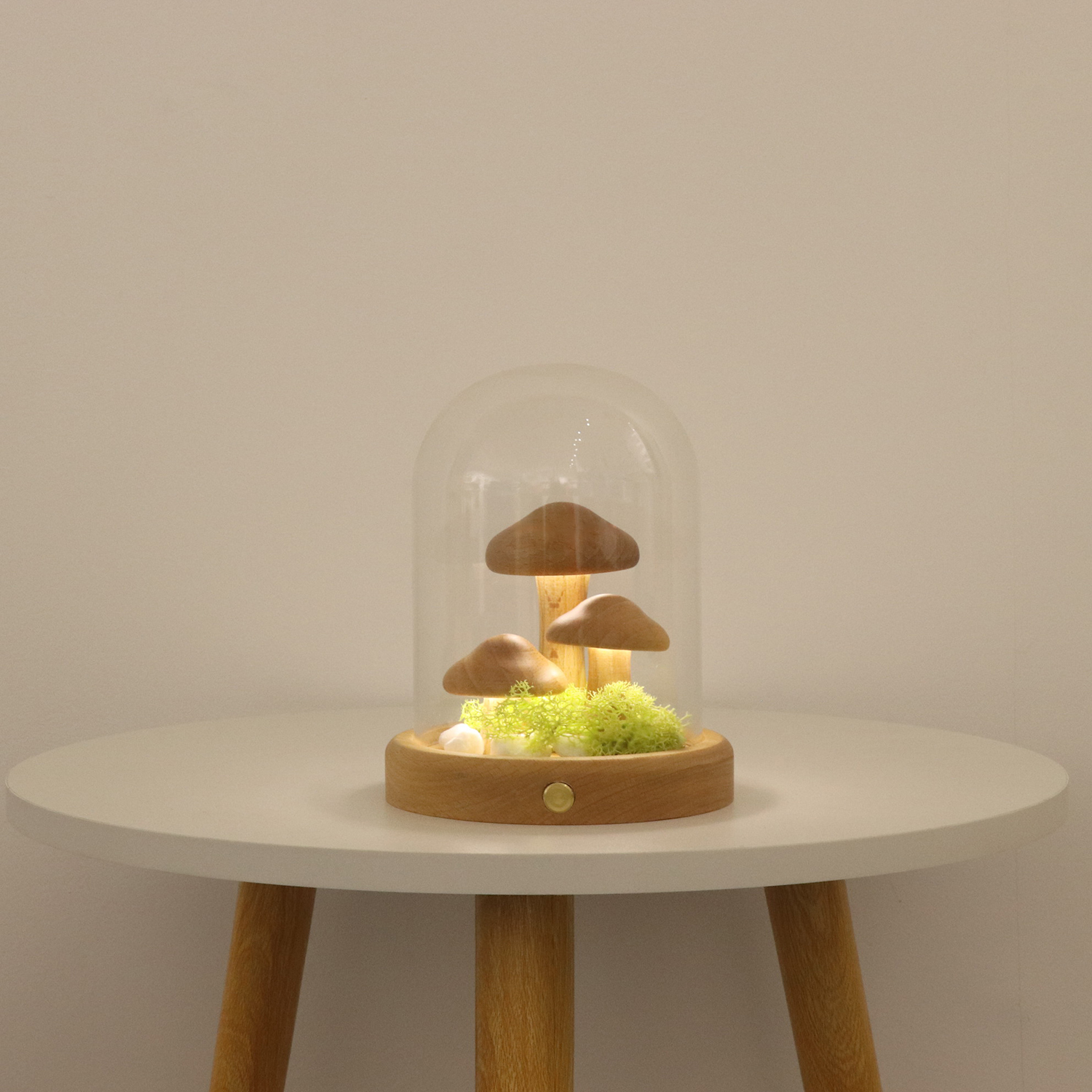 USB Rechargeable Wooden Led Mushroom Table Bedside Lamp 