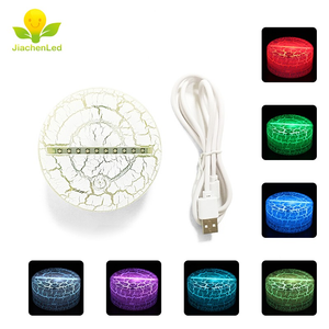 RGB Touch Lamp Led Display Night Light Dimmable Crack ABS Light Base With Battery Box