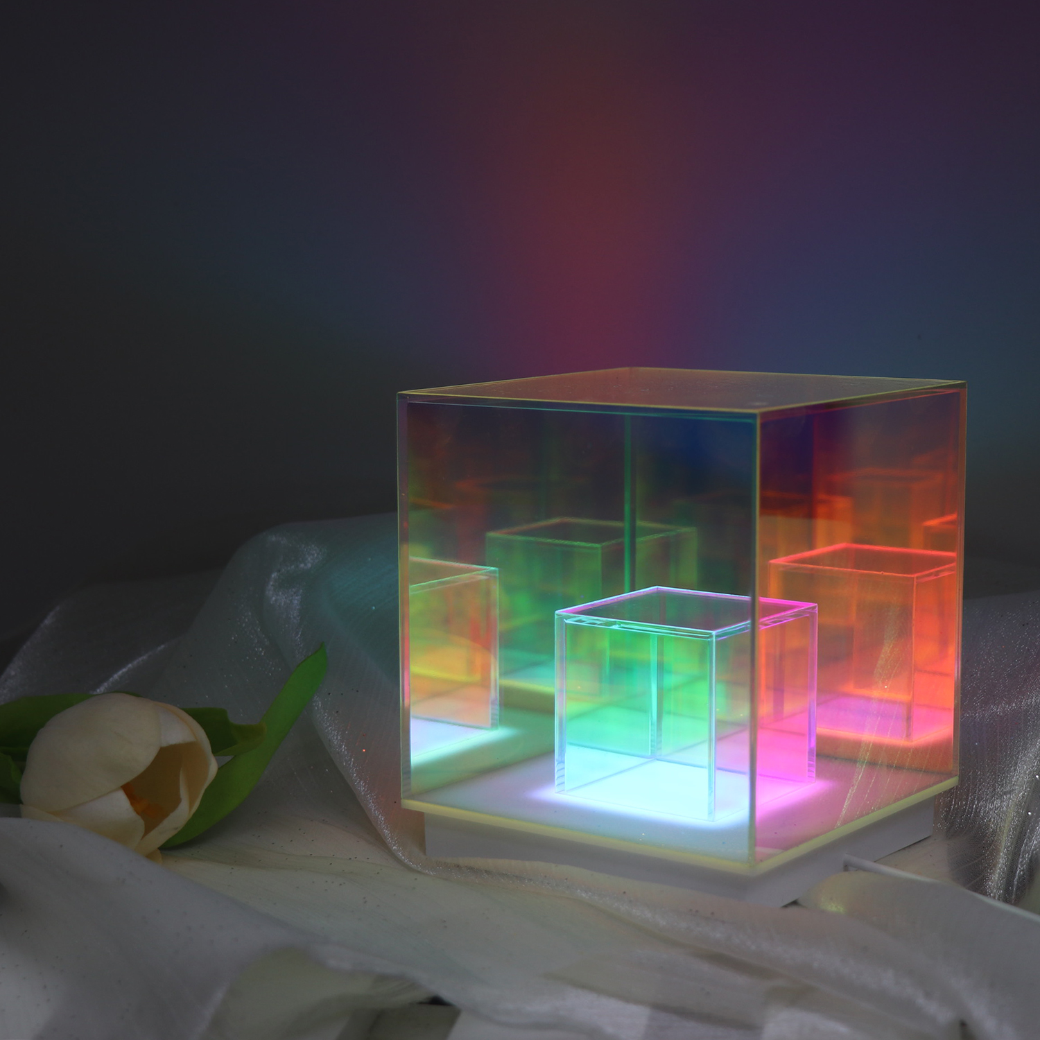 USB Cube 3D Acrylic Lamp Colorful Led Room Night Light For Bedroom 