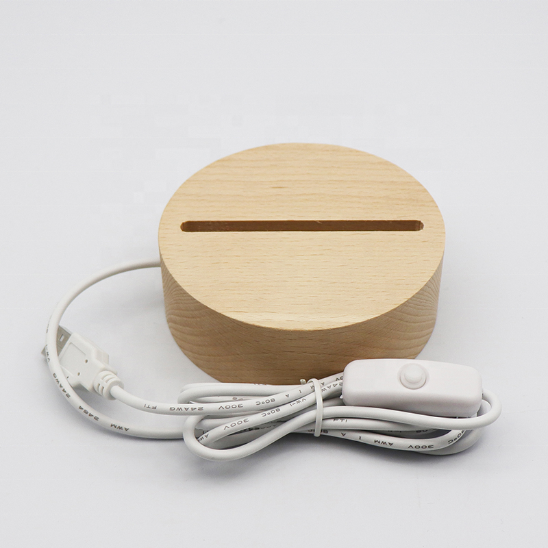 USB Wooden Led Night Light Lamp Base For Acrylic