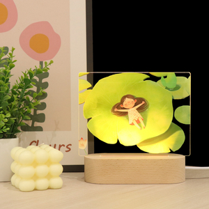 Acrylic Night Light with Lotus Pattern