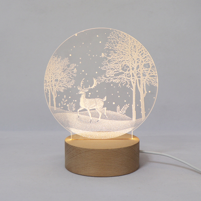 3D Night Light with Deer Pattern in The Jungle