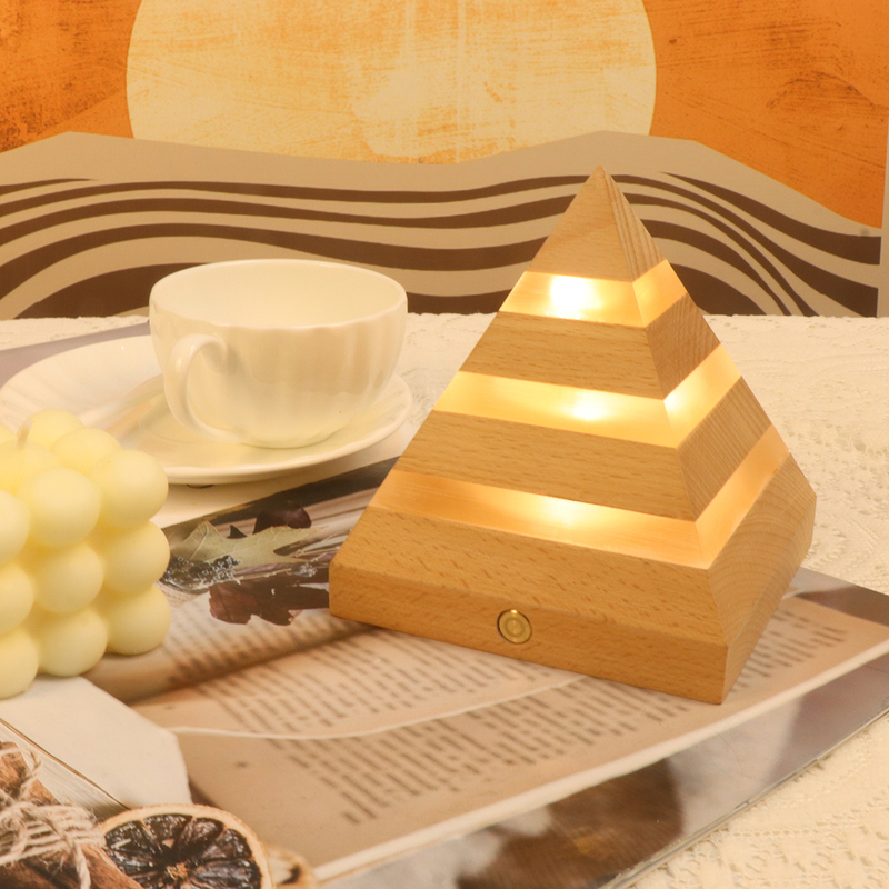 Pyramid Shaped USB Wooden Night Light