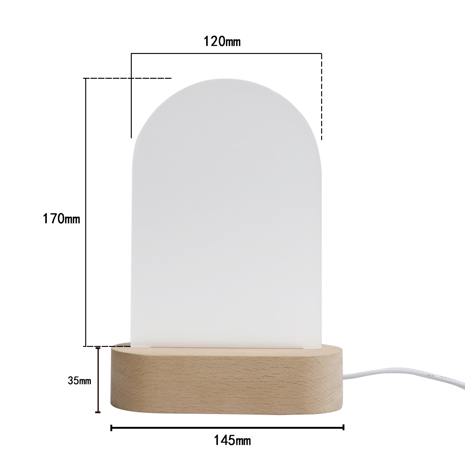 Blank Acrylic Night Light DIY Mood Lamp Led Wood Base With USB Button Switch