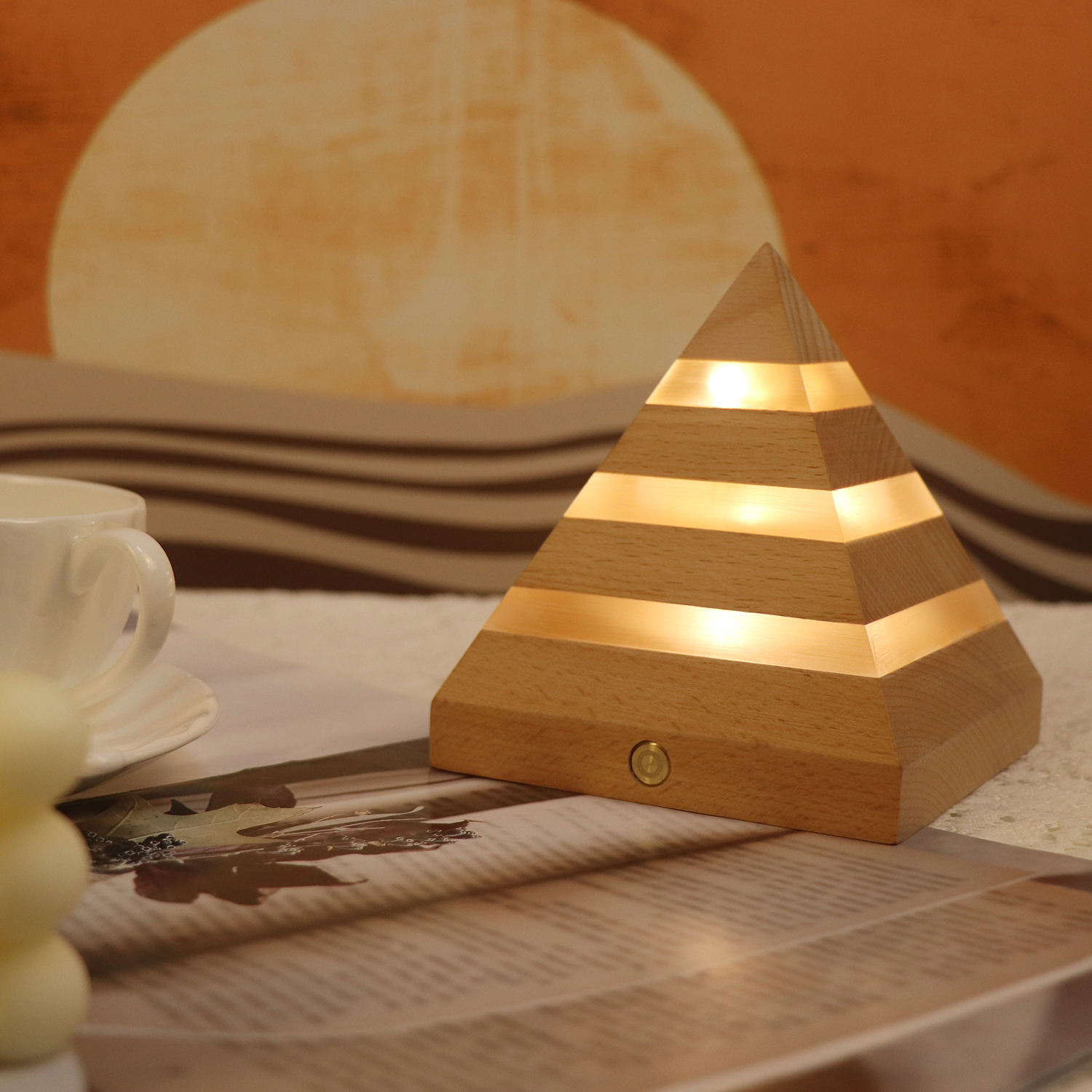 Pyramid Shaped USB Wooden Night Light