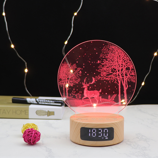 3D Night Light with Christmas Deer Pattern