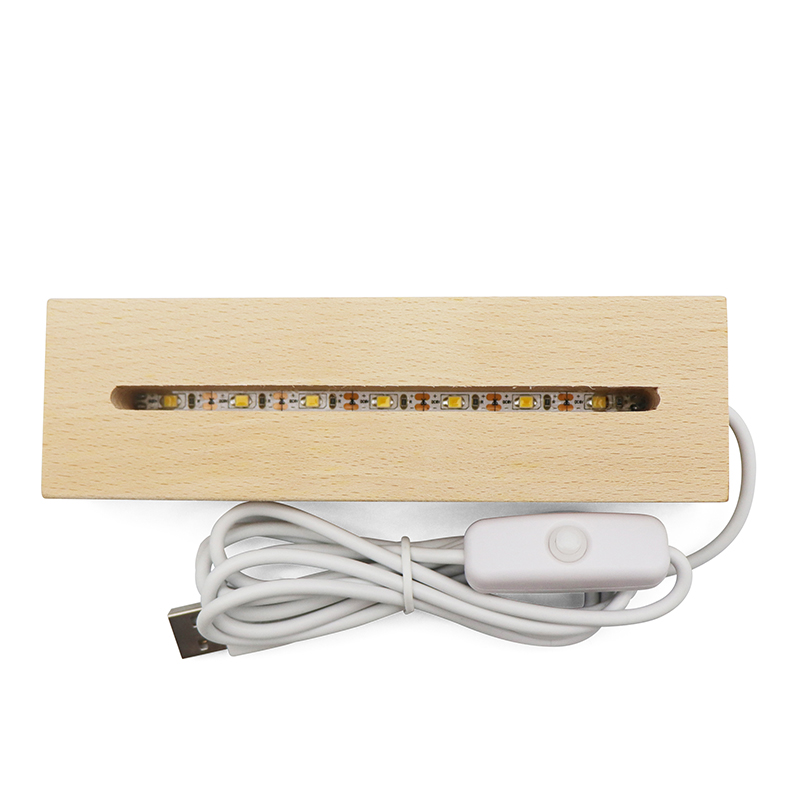 USB Wooden Led Night Light Lamp Base For Acrylic