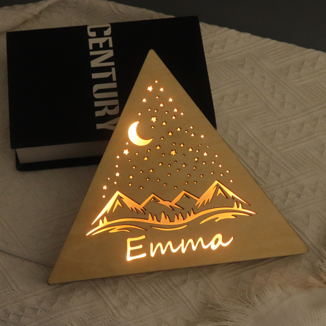 Triangular Shaped LED Wooden Night Light