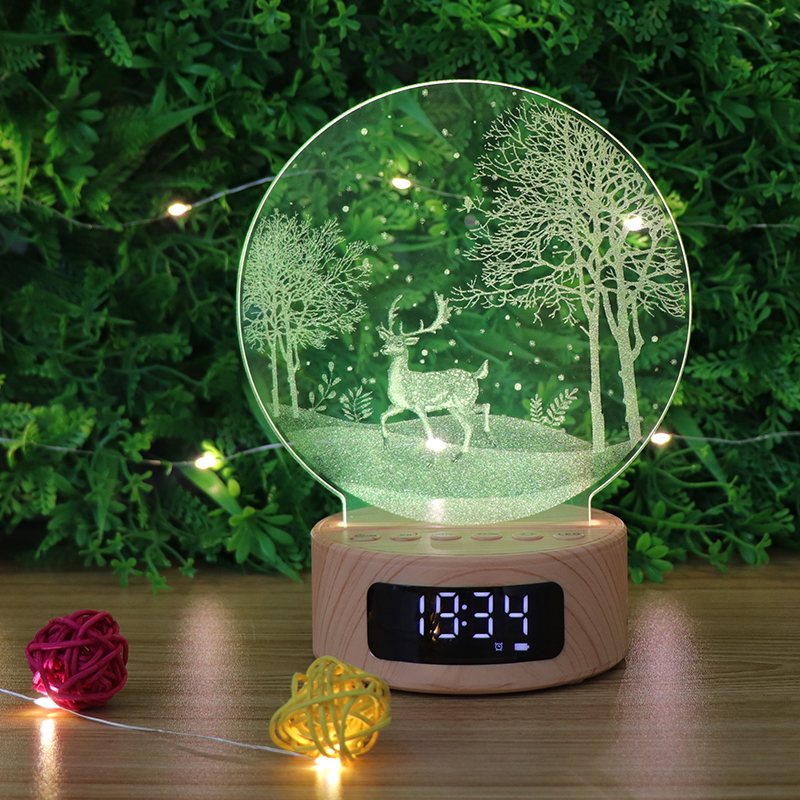 3D Night Light with Christmas Deer Pattern