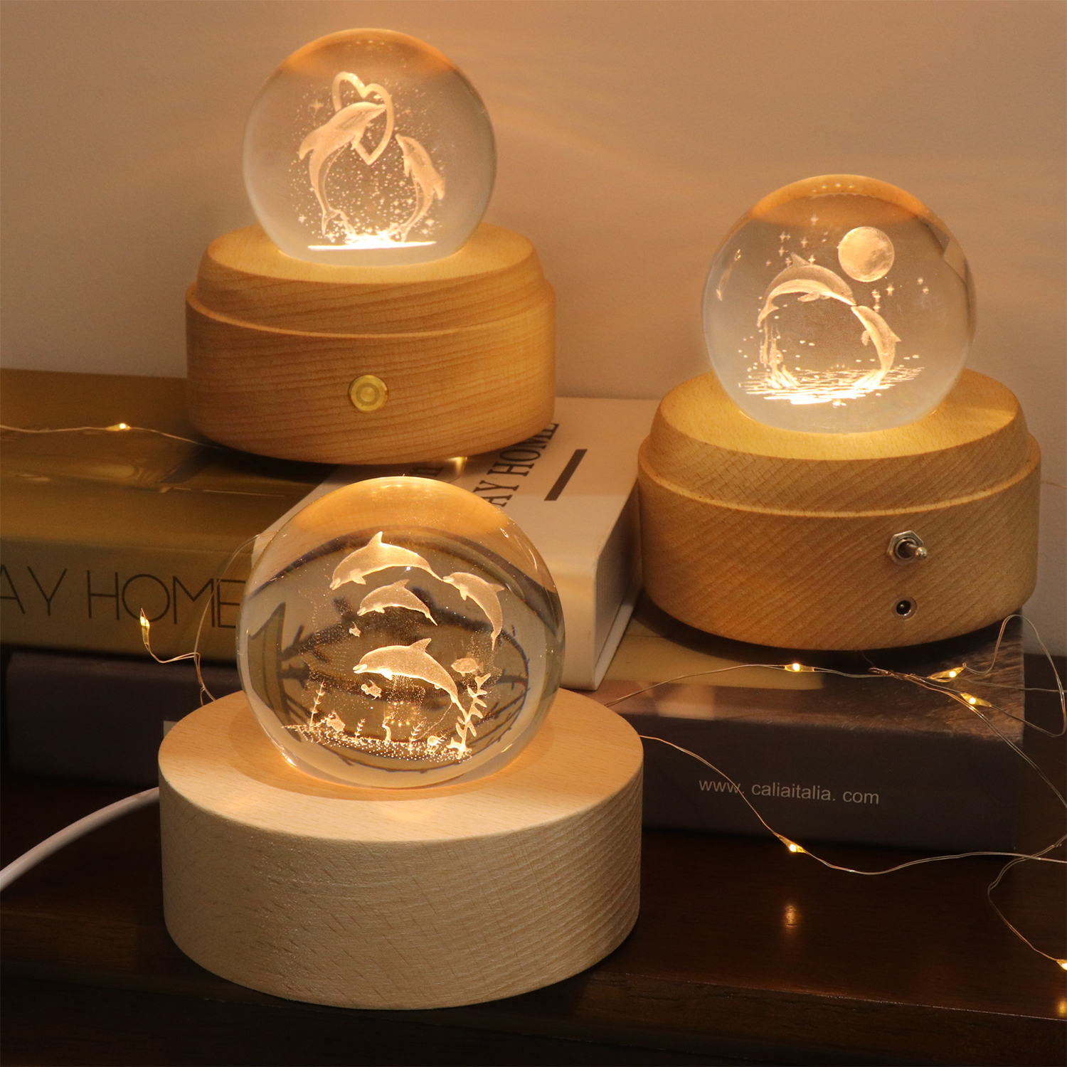 Luminous Crystal Ball Night Light Switch Control USB Crystal Light