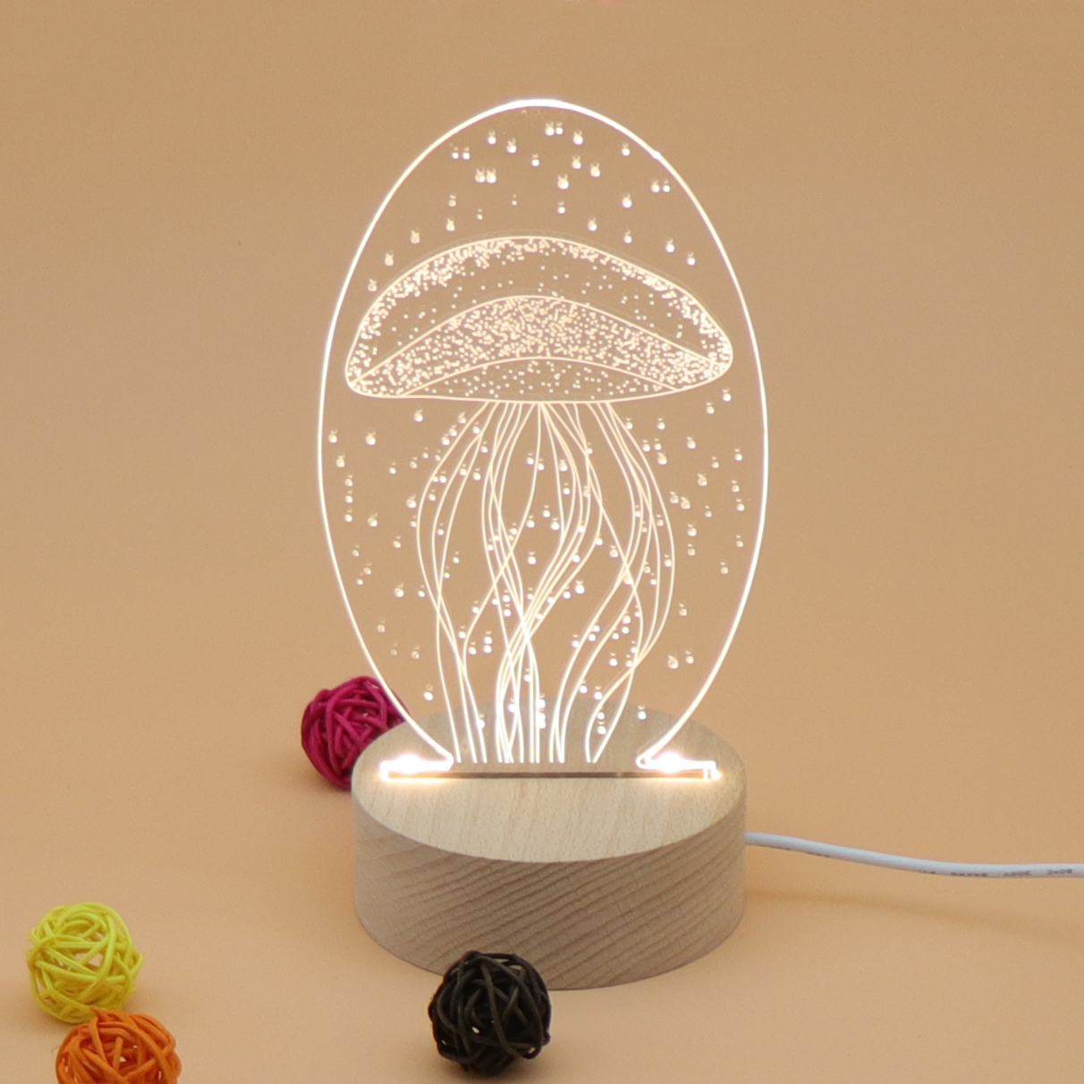 3D Atmosphere Decorative Lamp Acrylic Carved LED Night Light