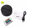 Black ABS Led Lamp Base Battery Touch RGB 3D Night Light Base For Acrylic