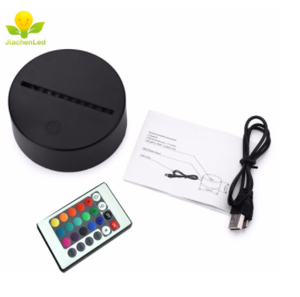 Black ABS Led Lamp Base Battery Touch RGB 3D Night Light Base For Acrylic