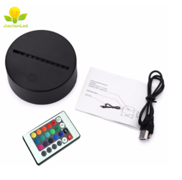 Black ABS Led Lamp Base Battery Touch RGB 3D Night Light Base For Acrylic