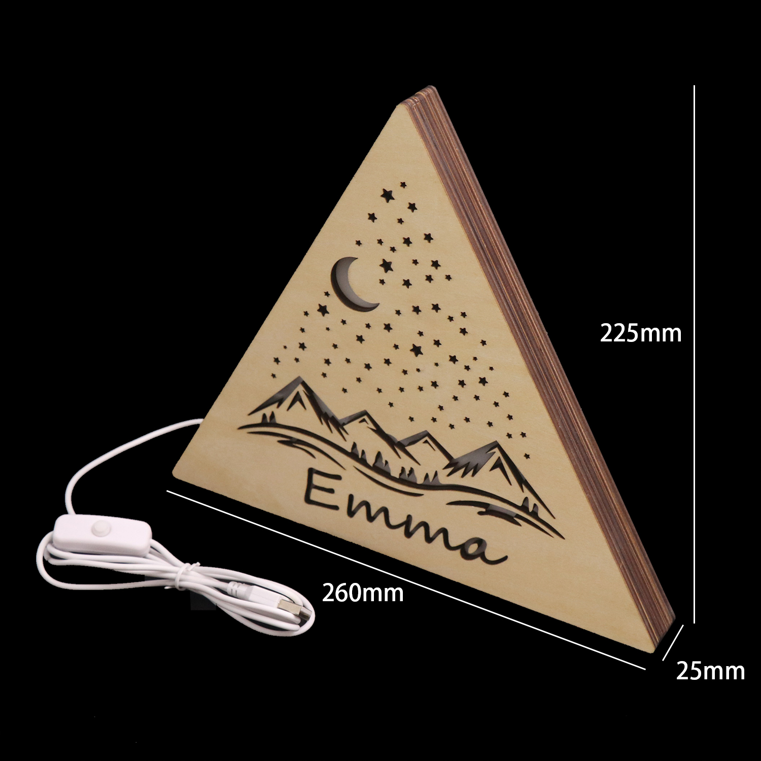 Triangular Shaped LED Wooden Night Light