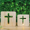 Cross Wooden Night Light Jesus Christ Lamp LED USB Desk Lamp For Christmas