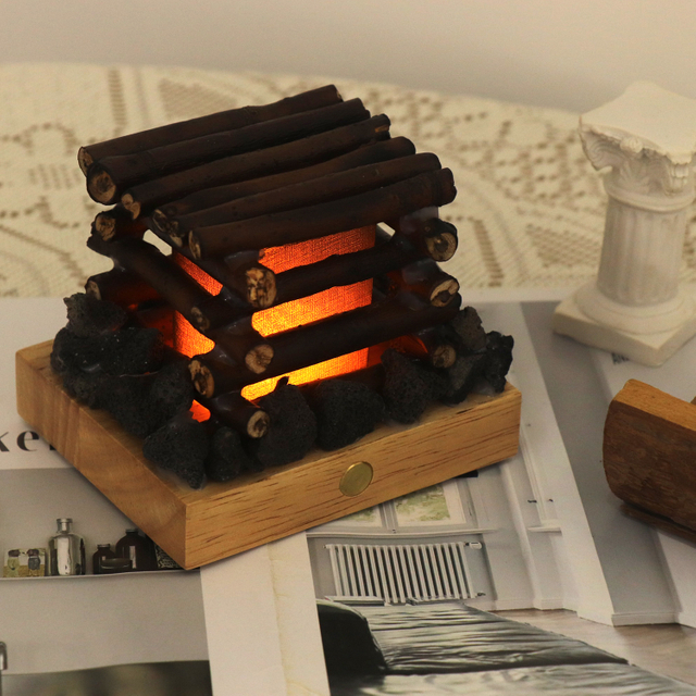 White Noise Handmade Table Lamp Wooden Led Night Light For Bedroom Decoration