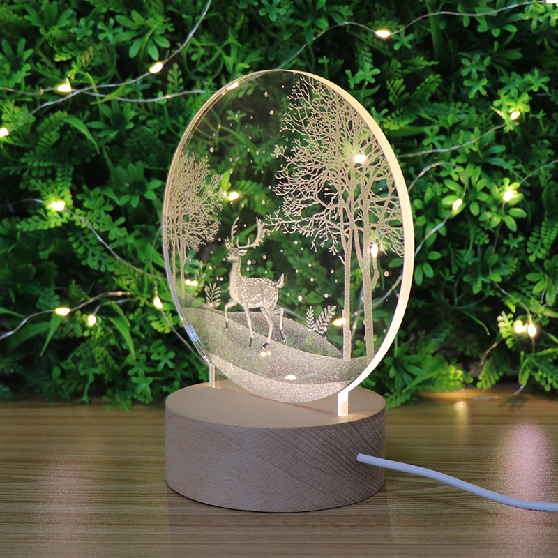 3D Night Light with Deer Pattern in The Jungle