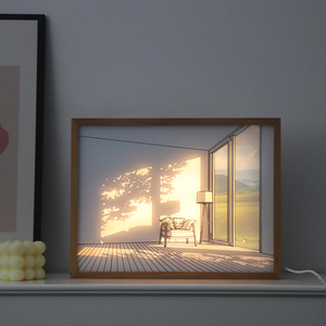 3 Colors Light Wall Art Frame Light Shadow Painting Frame Led Wooden Light Box