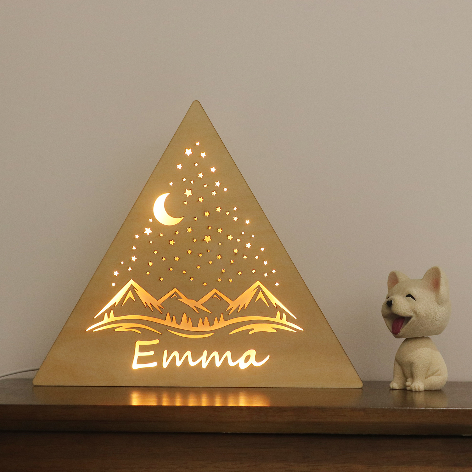 Triangular Shaped LED Wooden Night Light