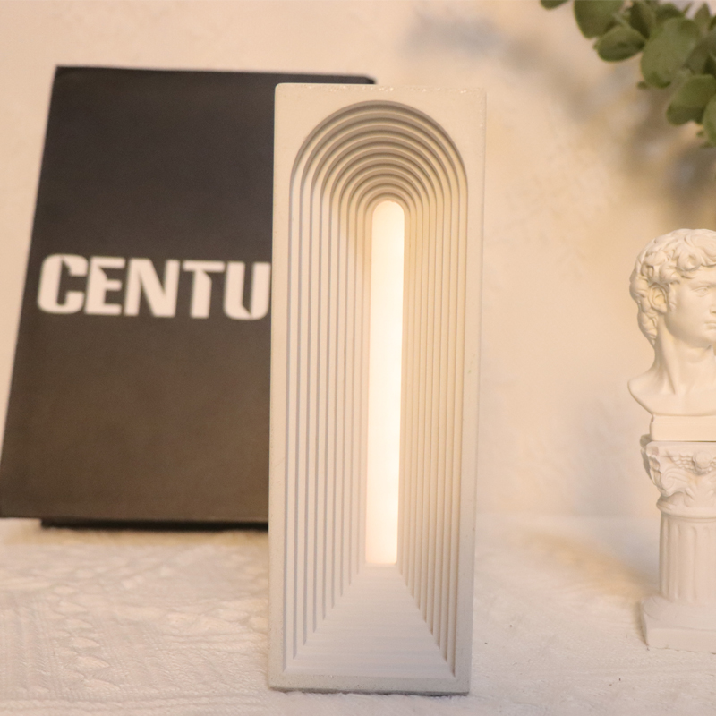 Door Shape Rechargeable Cement Night Light Touch Table Lamp For Study Room