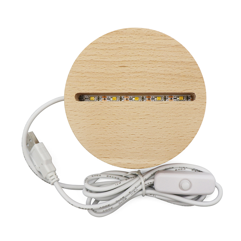 USB Wooden Led Night Light Lamp Base For Acrylic