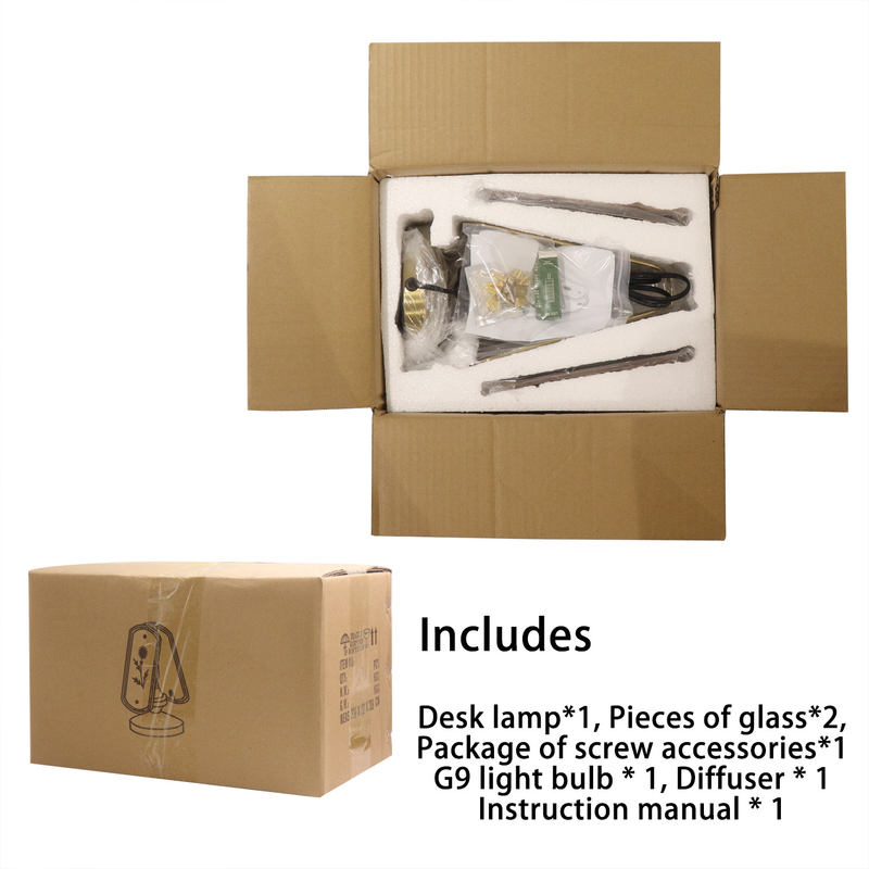 Franz&ouml;sisches LED-Tischleuchtenpaket aus Glas und Metall