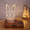 Cute Puppy Dog Night Lamp Acrylic Led Lamp With Wood Light Base