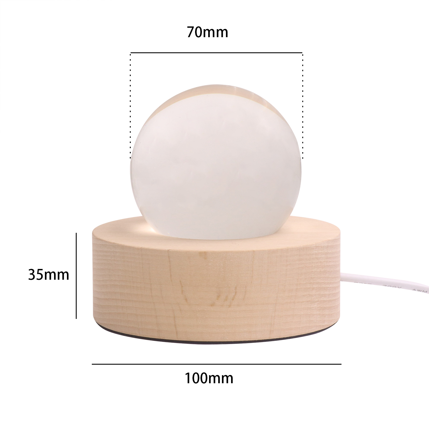 3d Crystal Ball Night Light Usb Led Wood Base Lamp Gift Light for Kids