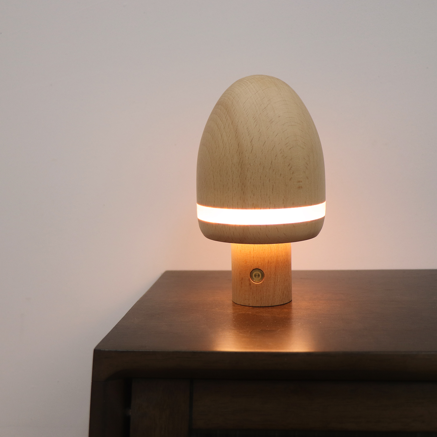 Mushroom like LED wooden night light