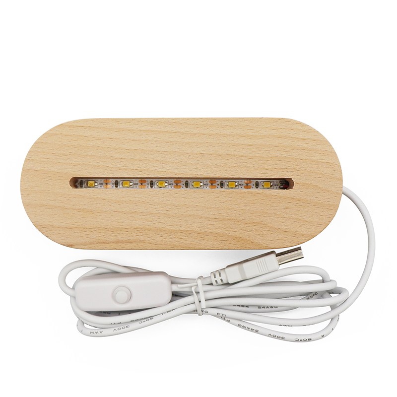 USB Wooden Led Night Light Lamp Base For Acrylic