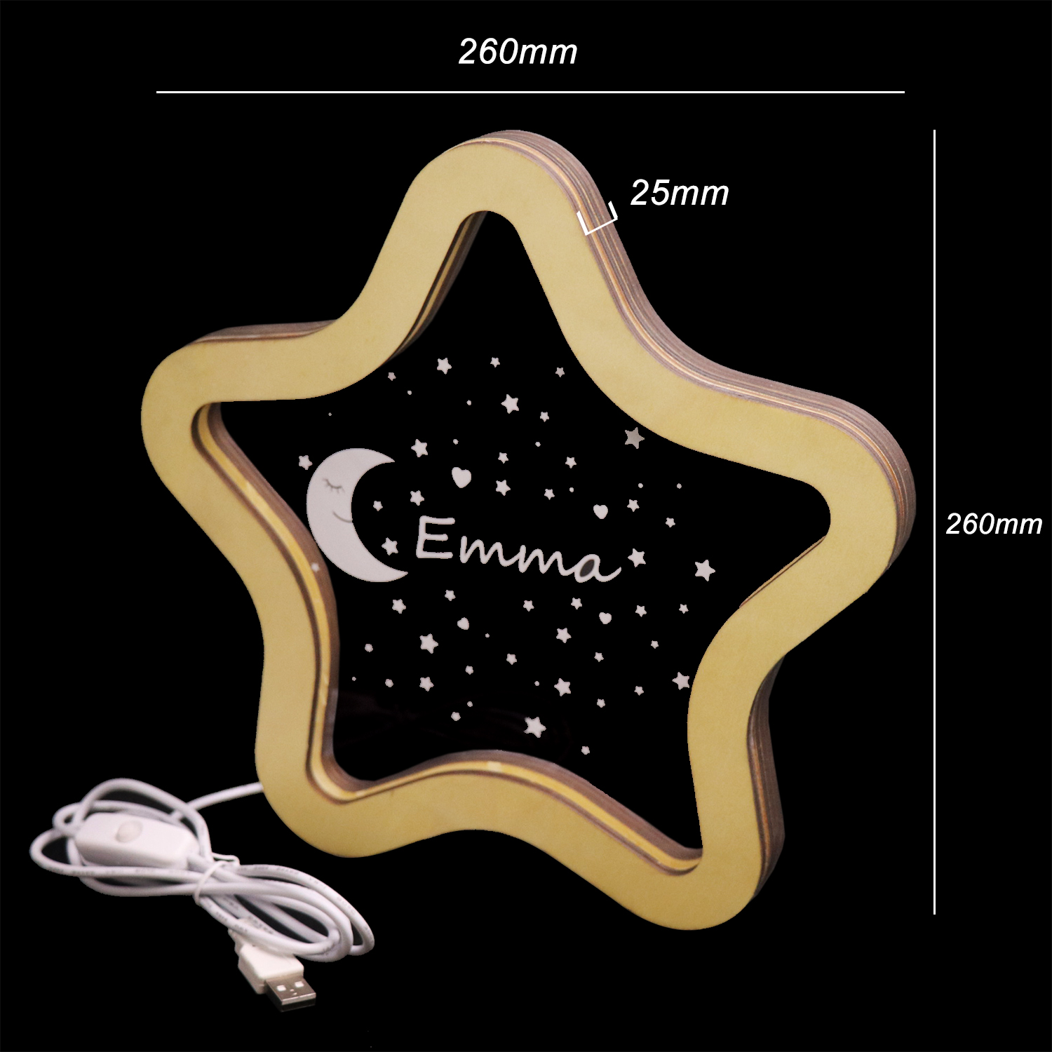 Star Style Wooden LED Night Light